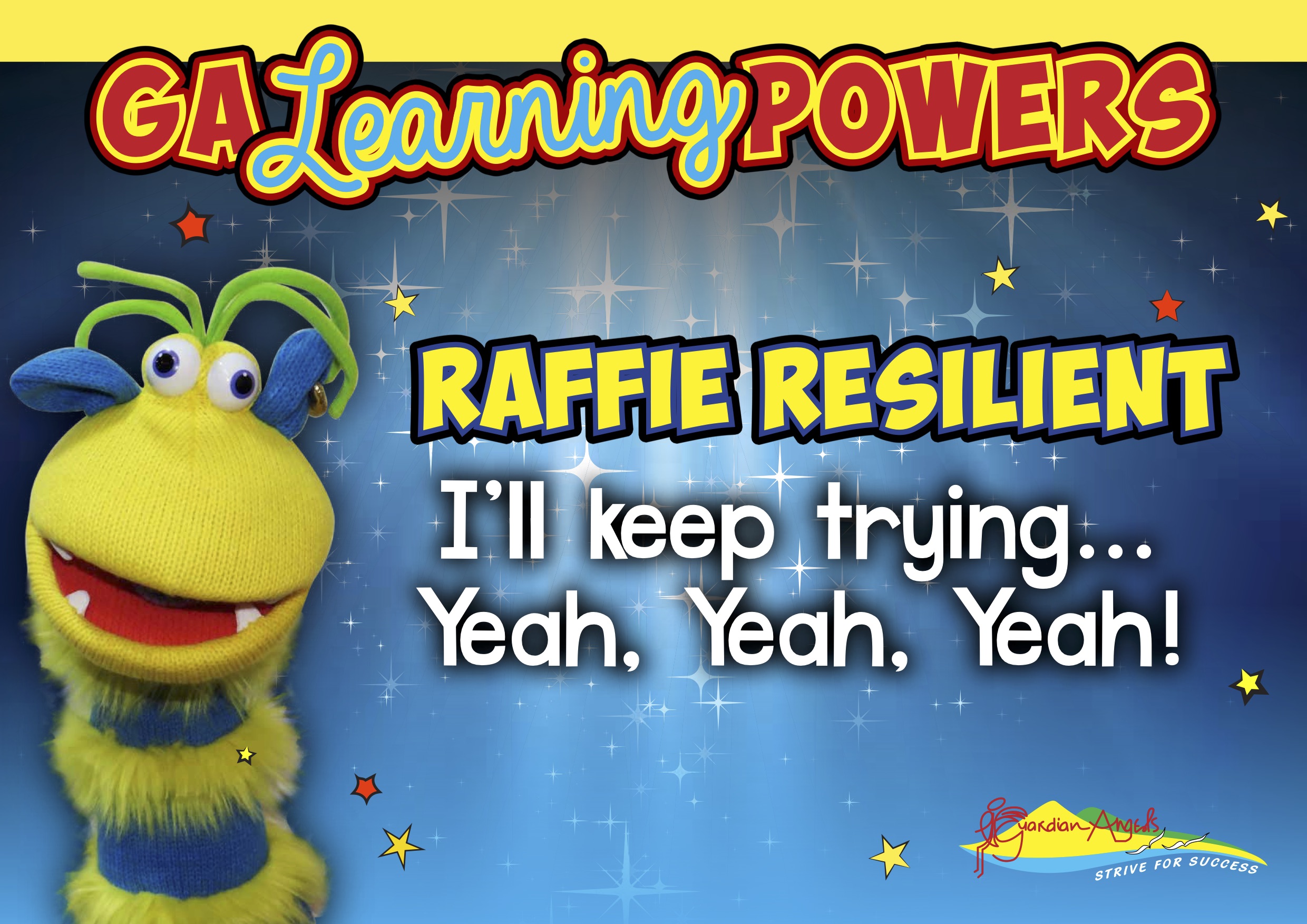 Puppet character representing resilience as part of Guardian Angels Learning Powers program